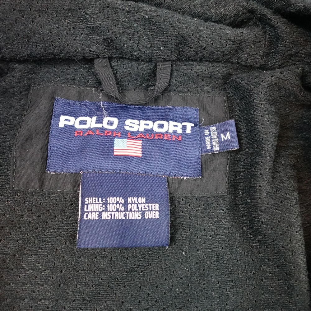 Vintage Polo Sport Ralph Lauren Jacket Mens Medium Black Hooded Windbreaker - Picture 5 of 9